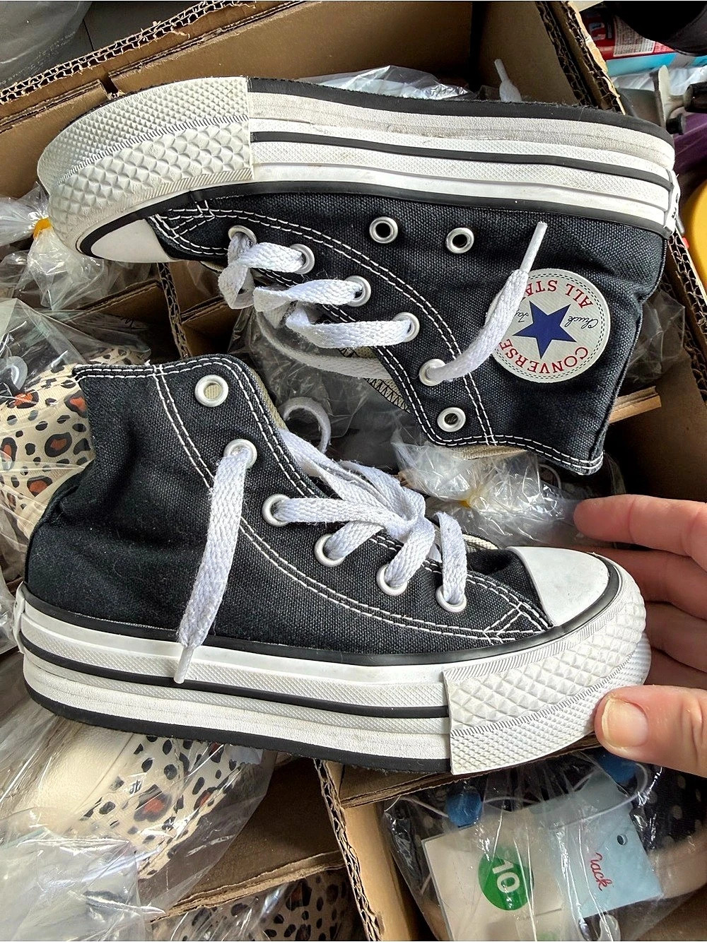 Converse Chuck Taylor All Star Move High Top Sneakers Black & White Like New